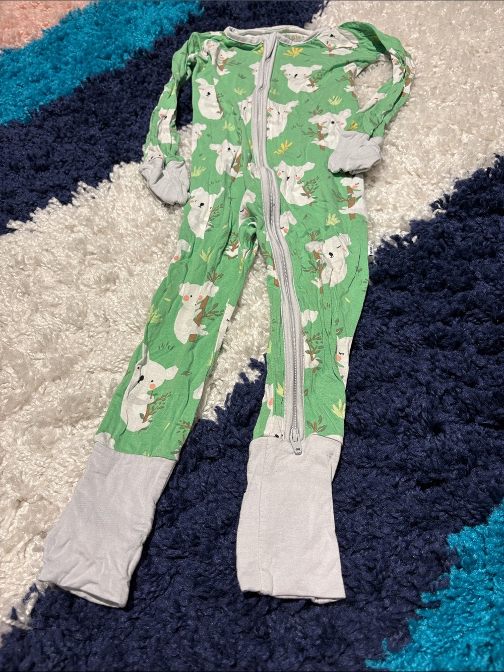 Little Sleepies Green Koala-Print Footed One-Piece Pajama
